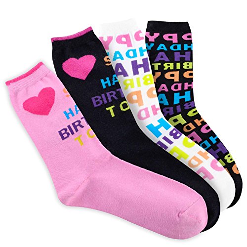 Happy Birthday Womens Asst 4 Pairs
