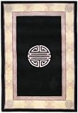 Chinese Premiere Superwashed Fu-Chu Design Black Rugs PSW424