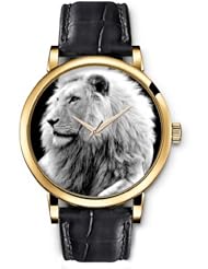 SPRAWL Aanalog Fashion Series Gold Ladies Watches of Genuine Black Leather Strap,Unique Wrist Watch for Women Girls Designed with Leon white
