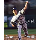 MLB Clayton Kershaw Grey Jersey Pitching Vertical Autographed 8-by-10-Inch Photograph