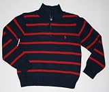 Boys Polo Ralph Lauren Zip Mockneck Sweater - Red & Navy
