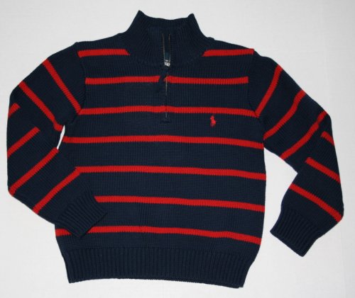 Buy Boys Polo Ralph Lauren Zip Mockneck Sweater – Red & Navy