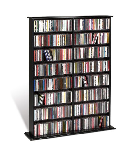 Prepac Double Width CD DVD Wall Media Storage Rack in Black