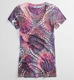 H.I.P. India Print Burnout V-Neck Tee - White X Sml