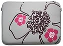 DIGITTRADE LS101-15  Notebook Sleeve - Housse Pour Ordinateur Portable 15,4" - Large N&eacute;opr&egrave;ne - Pochette - Motif Fleur - Couleur Gris - jusqu'&agrave; 15,6"