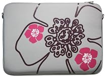 DIGITTRADE LS101-15 Notebook Sleeve - Housse Pour Ordinateur Portable 15,4" - Large Néoprène - Pochette - Motif Fleur - Couleur Gris - jusqu'à 15,6"