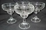 4 Princess House Fantasia Etched Margarita Glasses
