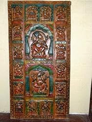 Orissa Antique Hindu God Ganesha Carved Wall Panel 72"