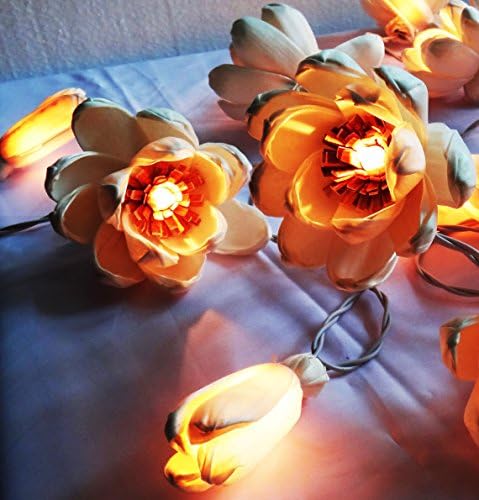 Indy Thai Vintage Lotus Sesbania Artificial Flower 20 String Lights Outdoor Patio Party Christmas Lighting Ideas