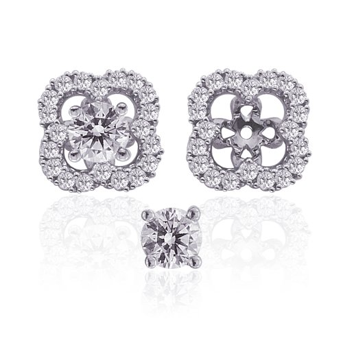 14K White Gold 1/2 ct. Diamond Floral Earring Jackets