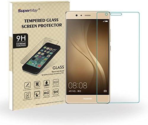 SuperMay® Huawei P9 [Tempered Glass] Screen Protector [0.3mm Ultra Thin 9H Hardness 2.5D Round Edge] with Lifetime Replacement Warranty