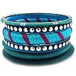 Blue 7 Piece Stackable Wooden Bangle Bracelet Set Fashion Jewelry