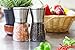 Q's Inn Salt and Pepper Grinder Set - [Lifetime Warranty] Brushed Stainless Steel Salt & Pepper Mill with Glass Bottle - Adjustable Ceramic Mechanism - Best Shakers Pair for Healthy Cooking