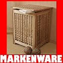 Wäschekorb - Wäschetruhe mit Leinensack - Walnuss Holz