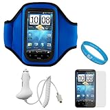Blue Premium Workout Armband with Adjustable Velcro Strap for AT&T HTC Insp ....