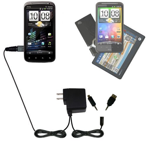 Double Wall Home Charger with tips including a tip for the HTC Sensation 4G - uses Gomadic TipExchange Technology