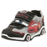 Disney Cars Toddler Lighted Hook & Loop Sneaker,Black/Silver,7 M US Toddler