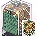 Gemini 16mm d6 Gold-Green w/white Dice Block 12 pipped dice
