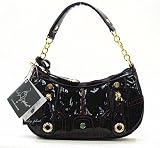 Baby Phat - Baby Phat Black With Burgundy Handpicking Basic Patent Small Hobo Handbag