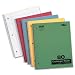 TOPS Kraft Notebook, 9 x 11 Inch, 3-Hole Punched, College Rule, 80 Sheets, Assorted Colors (65130)