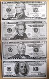 Set of 144-Jumbo Enlarged Oversized Replica Fake Play Money-ASSORTED DENOMINATIONS in Black and White-Single Sided Play Money.