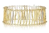 14 Karat Yellow Gold Matte-Finish Hand-Crafted Designer Bracelet, Enhanced with Pave Set Curved Diamond Links.