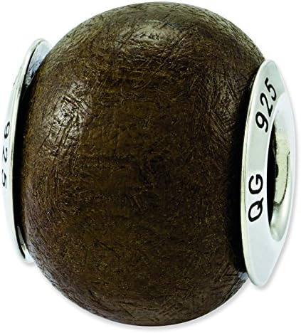 Sterling Silver Imbuia Wood Bead Charm For Pandora, Biagi, Chamilia & European Bracelets, Women Jewelry