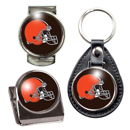 Cleveland Browns NFL 3 Piece Stocking Stuffer Set - Key Chain, Money Clip & Magnet Clip
