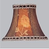Livex S140 Chandelier Shade Burgundy Floral Panel Bell Clip Shade with Fancy Trim