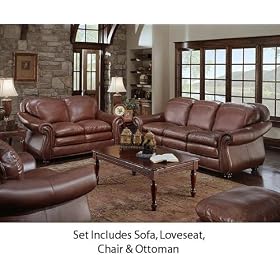 Leather Sofa Set - Odessa Leather Furniture Set - Soflex - 27053SET