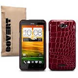HTC One X "Covert" Gebrandmarkt Rot PU-Leder Krokodilhaut R�ckseite Fall / Shell / Sheild / Casevon "CELLAPOD"