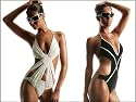 Monokini Badeanzug Bikini im Doppelpack, schwarz & weiß