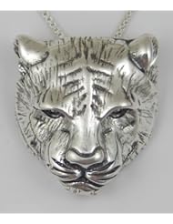 An Eye Catching Tiger Pendant in Sterling Silver Made in America