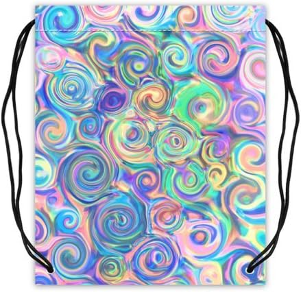 Popular Colorful Psychedelic Trippy Swirl Art Pattern Print Basketball Drawstring Bags Durable Lightweight (Twin Sides)
