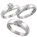 10k White Gold 3-Piece Trio His (7mm) & Hers (5.5mm) Diamond Wedding Band Set