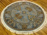 8'2 x 8'2 Blue Persian Meshkabad Round Rug
