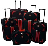 Totes 5 Piece Expandable Set,Black/Red,One Size
