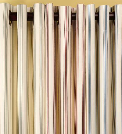 63 Tab-Top Insulated Triple Stripe Curtain in Blue Stripe