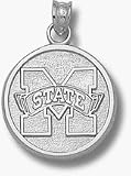 Mississippi State Bulldogs 5/8 Round M State Pendant - Sterling Silver Jewelry