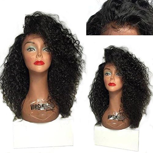 Mic Hair Synthetic Lace Front Wigs For Black Women 150% Density Natural Black Color Kinky Curly Fiber Heat Resistant Hair Wigs
