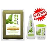 Stevia Start Set 2 - Stevia Flüssig + 300 Stevia Tabs + Bio Stevia Pulver 100g