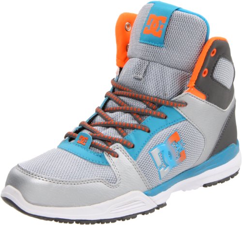 DC Women's Alias Fashion Sneaker,Silver/Fluorescent Blue,10 M US