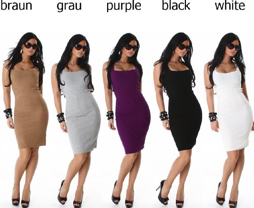 Strickkleid im Italy-Desgin in 5 Farben schwarz weiss grau gold lila One Size