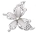 JQUEEN Multilayer 3D Butterfly Silver Plated Marquise Opal Crystal Rhinestone Brooch Pin Jewelry