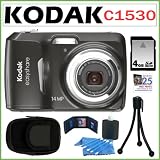 Kodak EasyShare C1530 14MP Digital Camera with 3x Optical Zoom in Black + 4GB Accessory Kit