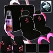 16 Piece Auto Interior Gift Set - 2 Multicolor Red and Pink Hearts Front Low Back Bucket Seat Covers (in 4 pieces), 2 Head Rest Covers, 1 Multicolor Red and Pink Hearts Rear Seat Cover (in 2 pieces), 1 Multicolor Red and Pink Hearts Steering Wheel Cover, 2 Multicolor Red and Pink Hearts Shoulder Harness Pressure Relief Cover, 2 Carpet Multicolor Red and Pink Hearts Front Floor Mats, 2 Plain Black Rear Floor Mats and a 2 oz Purple Slice Car Wash Free Detailer Image of 16 Piece Auto Interior Gift Set - 2 Multicolor Red and Pink Hearts Front Low Back Bucket Seat Covers (in 4 pieces), 2 Head Rest Covers, 1 Multicolor Red and Pink Hearts Rear Seat Cover (in 2 pieces), 1 Multicolor Red and Pink Hearts Steering Wheel Cover, 2 Multicolor Red and Pink Hearts Shoulder Harness Pressure Relief Cover, 2 Carpet Multicolor Red and Pink Hearts Front Floor Mats, 2 Plain Black Rear Floor Mats and a 2 oz Purple Slice Car Wash Free Detailer