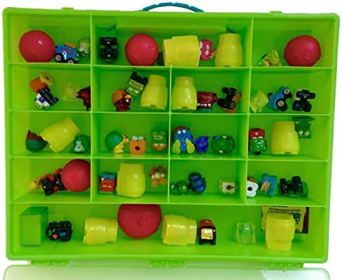 Trash Stash Green Storage Container, Organizer For Trash PacksTM - Trash Stash TM - Fits Over 300 Characters - Sturdy, Lightweight Green Case with a Blue Handle for Easy Travel