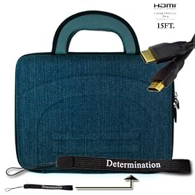 Samsung NC10 10.2-Inch Netbook Deluxe Netbook Denim Carrying Case Bag Pouch Cube + 15 FT. HDMI CABLE v1.3b 1080P + Determination Hand Strap