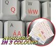 WELSH KEYBOARD STICKERS WITH RED LETTERING ON TRANSPARENT BACKGROUND