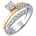 Two Tone Twirl Diamond Engagement Ring
